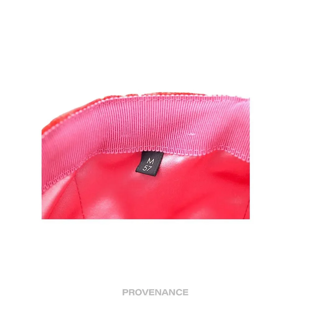 🔴 Gucci GG Monogram Canvas Velour Cap - Orange
